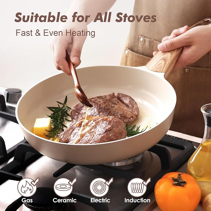 SENSARTE Ceramic Nonstick Frying Pan Skillet 9.5Inch Non Stick Omelette Pans - Image 2