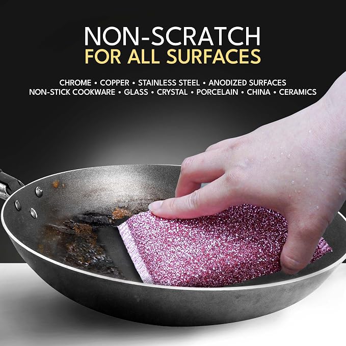 Dish Sponges for Kitchen Non-Scratch Scrub Sponges for Dishes, Stainless Steel - Image 2
