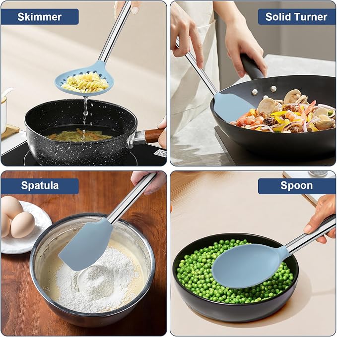 8PCS Kitchen Utensils Set, Vayvnt Heat Resistant Silicone Utensils Set - Image 7
