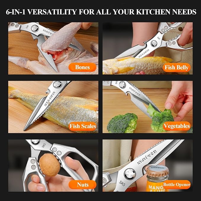 2-Piece Heavy Duty Kitchen Scissors Professional Stainless Steel Meat & Poultry - Image 4