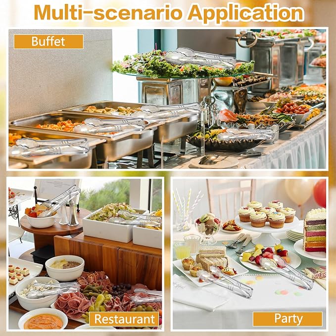 Mwellewm 24 Pc Plastic Tongs for Serving 9 Inch Bulk Reusable or Disposable - Image 7