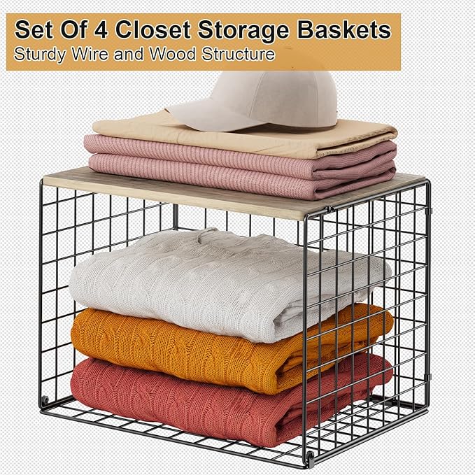 4PCS Wider Closet Organizers and Storage, Stackable Closet Shelf Organizer - Image 9