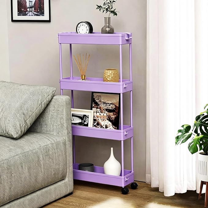 SPACELEAD 2-piece Set Slim Storage Cart 3 Tier, Bathroom Organizer Rolling - Image 7