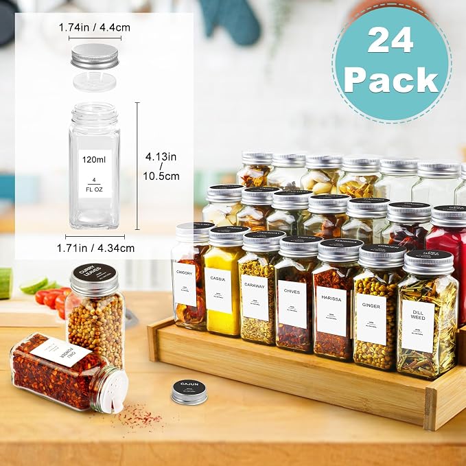 AISIPRIN 24 Pcs Glass Spice Jars - Image 2