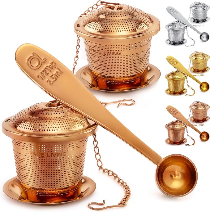 Tea Infuser Set of 2 with Tea Scoop & Drip Trays by ApaceLiving