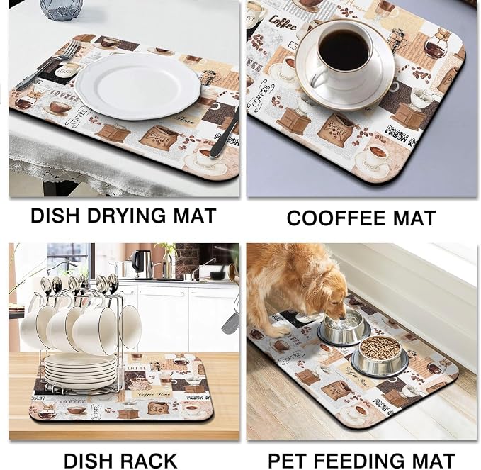 Coffee Mat 24inx18in, Absorbent Hide Stain Anti-Slip Coffee Bar Accessories - Image 4