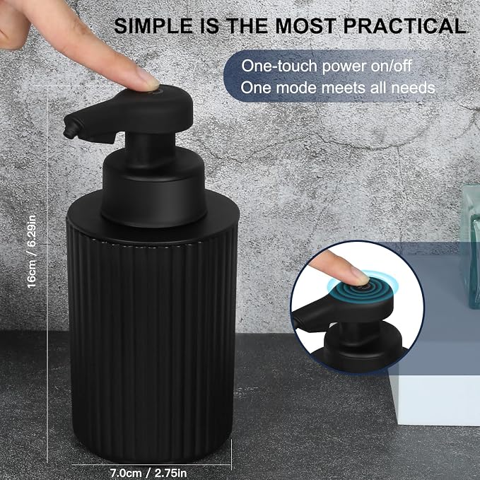 Automatic Soap Dispenser Liquid Touchless: 9oz Black Plastic - Image 3
