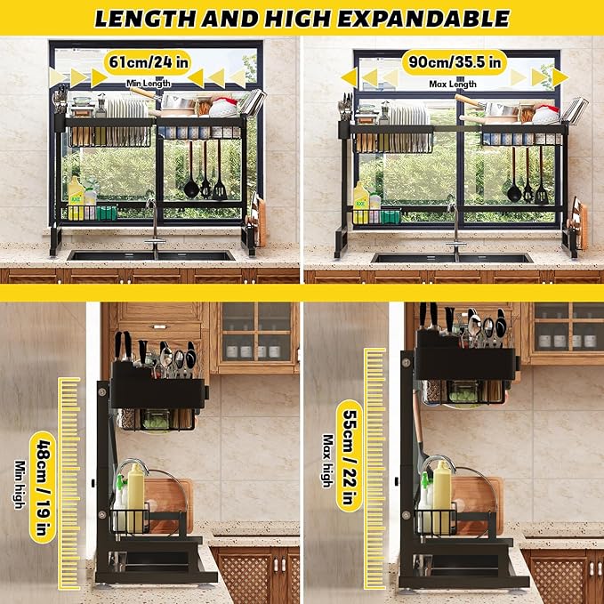 ilvvan Over Sink Dish Drying Rack Snap-On Design Large Dish Drainer Storage - Image 7