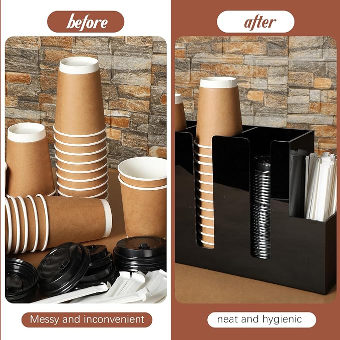 Cunhill 4 Compartments Acrylic Coffee Cup and Lid Storage Organizer Holder - Image 5