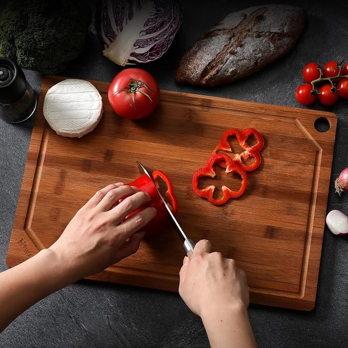 Hiware Wood Cutting Boards for Kitchen, Heavy Duty Bamboo Cutting Board - Image 6