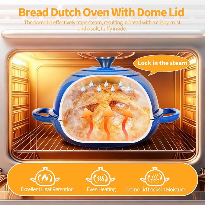 Mini Double Dutch Oven For Sourdough Bread Baking, 6QT Enameled Cast Iron Dutch - Image 5