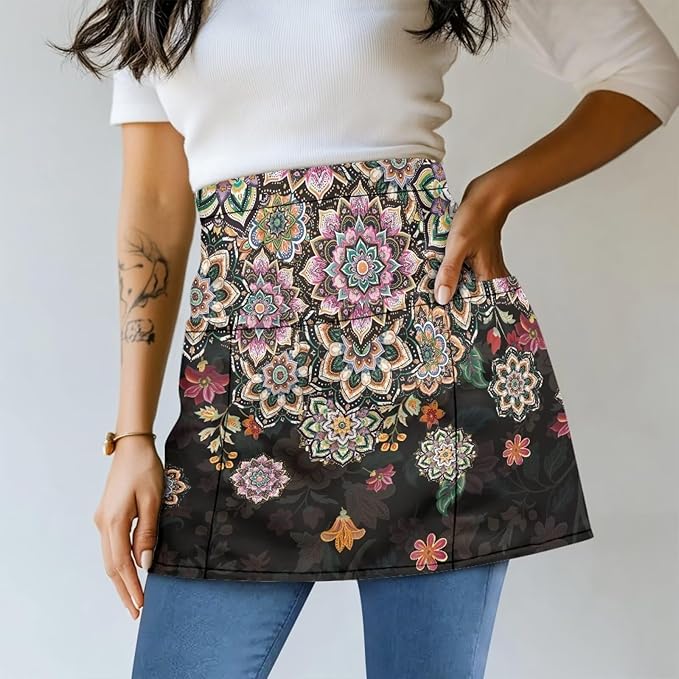 Server Apron with 3 Pockets, Waterproof Oil Waitress Waiter Half Apron - Image 2