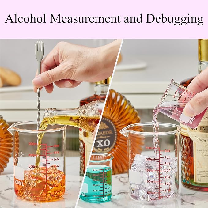 High Borosilicate Glass Measuring Cup Set-V-Shaped Spout, Includes 60ml - Image 5