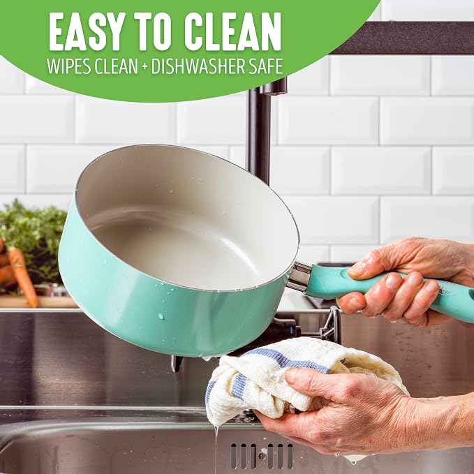GreenLife Soft Grip Diamond Sandstone Healthy Ceramic Nonstick, 2QT Saucepan Pot - Image 4