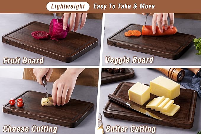 AZRHOM Small Walnut Wood Cutting Board - Image 5
