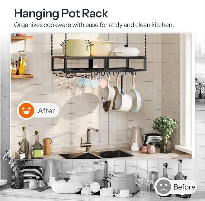 HOOBRO Hanging Pot Rack, Space-Saving Pot Hanger - Image 6