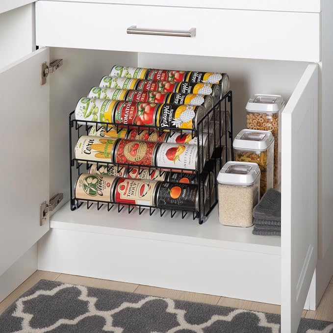Kitchen Details 3 Tier Can Storage Organizer Rack in Black - Image 5