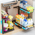 ADBIU Under Sink Organizer, 2 Pack 2 Tier Expandable Height Pull out Kitchen by ADBIU