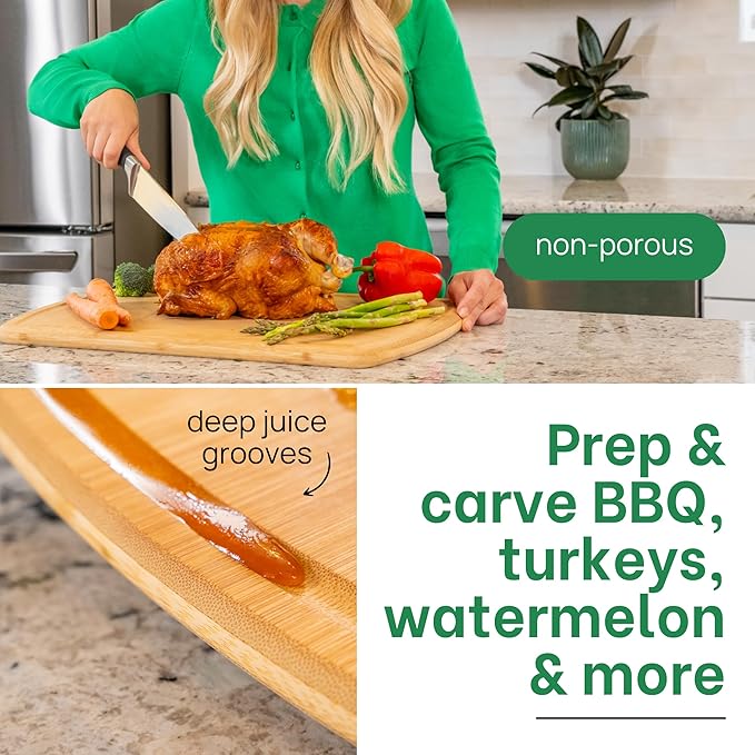 Greener Chef 20 Inch Bamboo Cutting Board Featuring Super-Sized Glue-Free - Image 5
