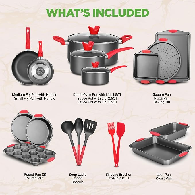 NutriChef 21-Piece Nonstick Cookware Set - Image 2