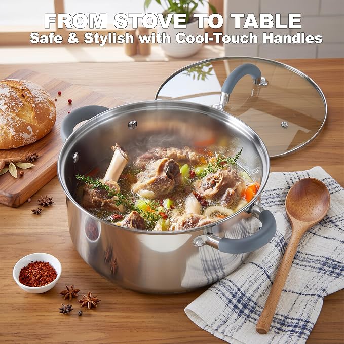 Cook N Home 3-Quart Stainless Steel Pot, Small Stock Pot - Image 4