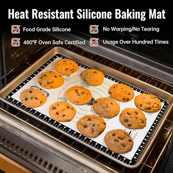 Silicone Baking Mat with 10 Recipes, Extra Thick Silicone Mats - Image 5