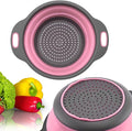 Pink Round Silicone Colander Collapsible – Foldable Kitchen Strainer Small by YARRDLLC