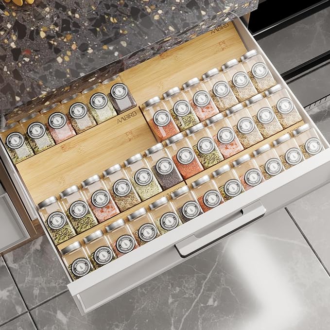 AMBIRD Bamboo Spice Drawer Organizer by AMBIRD