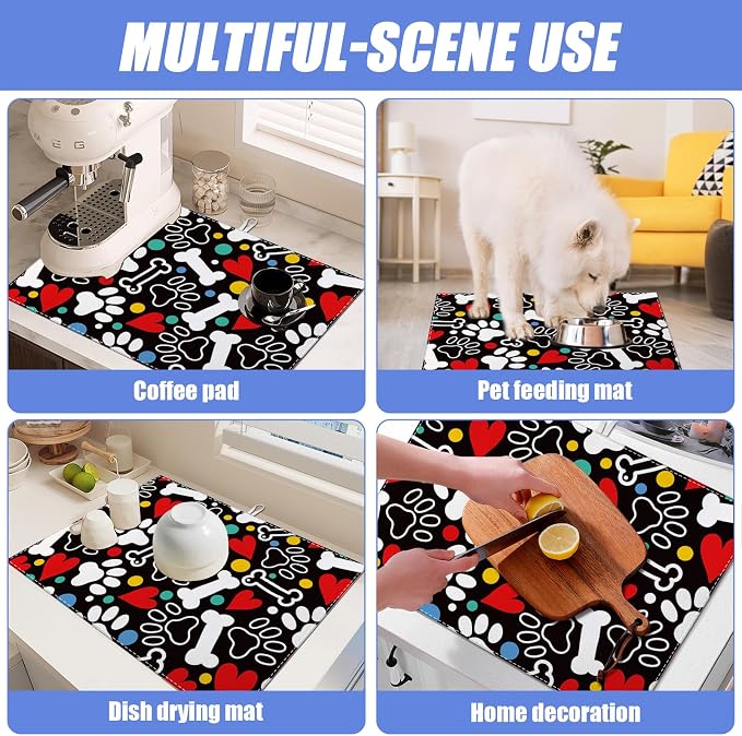 Dog Paw Bone Dish Drying Mat for Kitchen Counter Drying Pad Absorbent - Image 7