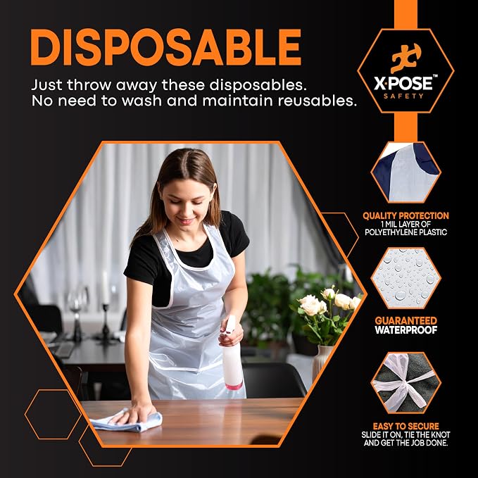 Xpose Safety 1000 White Plastic Disposable Aprons - Image 4