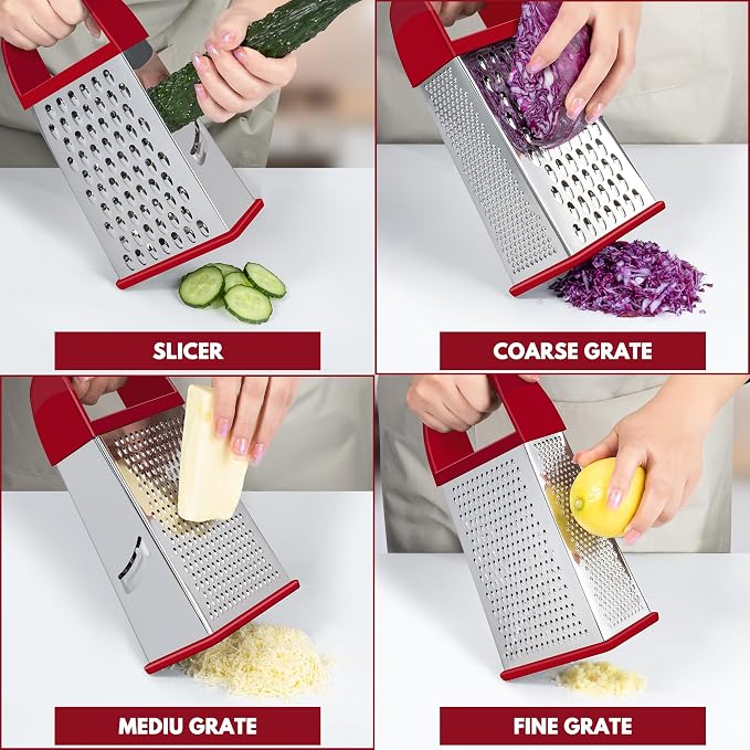 Urbanstrive Cheese Grater With Container, Professional Cheese Grater with Handle - Image 3