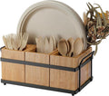 PTSTING Silverware Caddy Wood Utensil Holder Paper Plate Dispenser Silverware by PTSTING