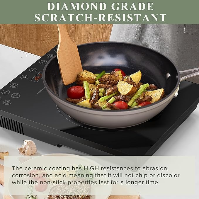 Nuwave Healthy Duralon Blue Ceramic Nonstick Cookware Set, Diamond Infused - Image 4