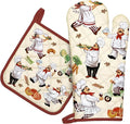 Chef Oven Mitts and Pot Holders Sets 2Pcs, 100% Cotton Heat Resistant, Extra by Arquiel