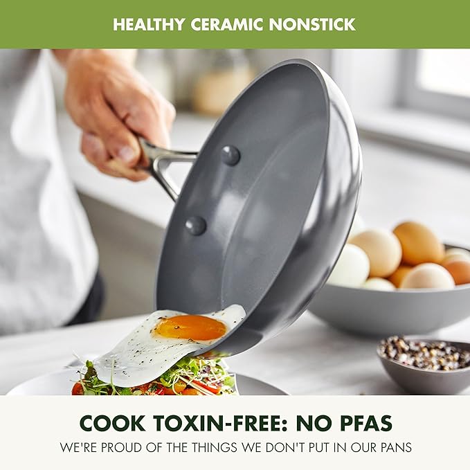 GreenPan Valencia Pro Ceramic Nonstick 11 Piece Cookware Set, Hard Anodized - Image 2