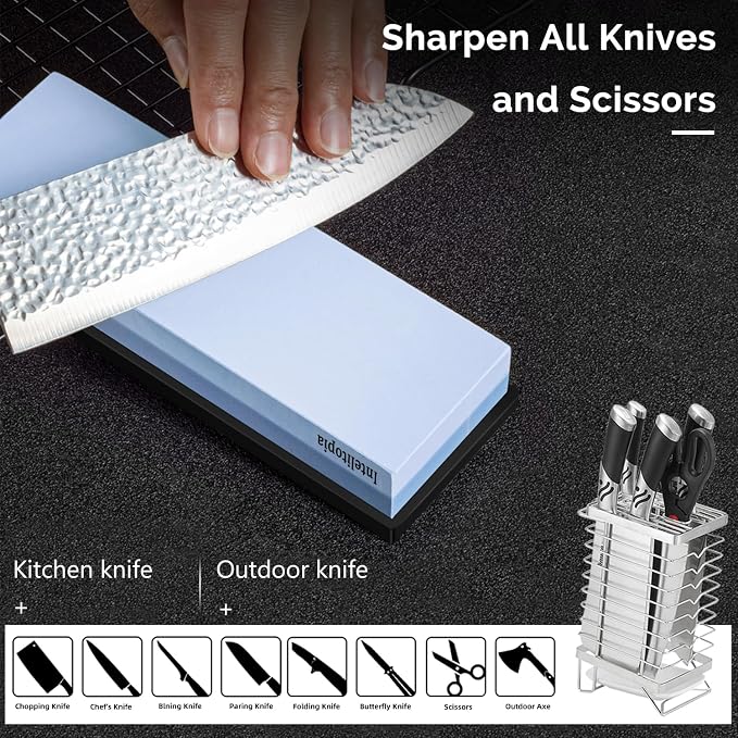 Intelitopia Complete Knife Sharpening Stone Set – Dual Grit Whetstone 400/1000 - Image 6
