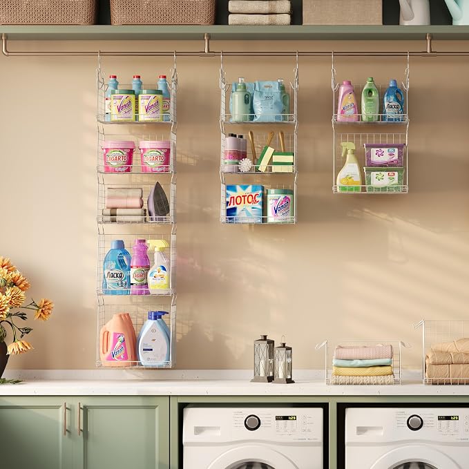 Sonyabecca 5-Tier Hanging Laundry Basket Organizer: Foldable Wire Shelf Basket - Image 4
