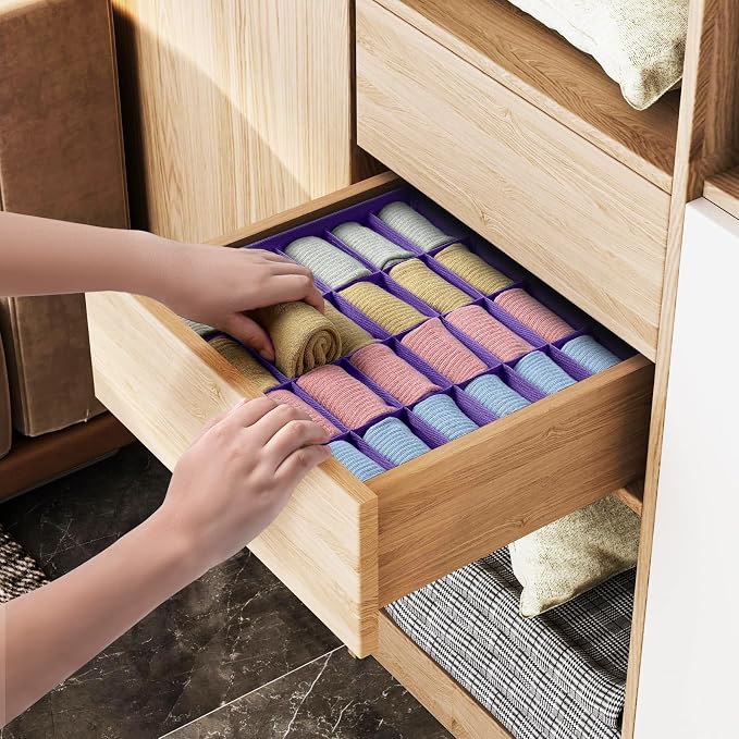Joyoldelf Sock Drawer Organizer Divider 2 Packs Underwear Organizer, 24 Cell - Image 4