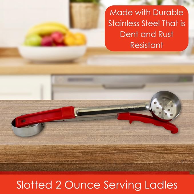 2 Ounce Slotted Stainless Steel Portion Control Ladle Spoon - Image 3