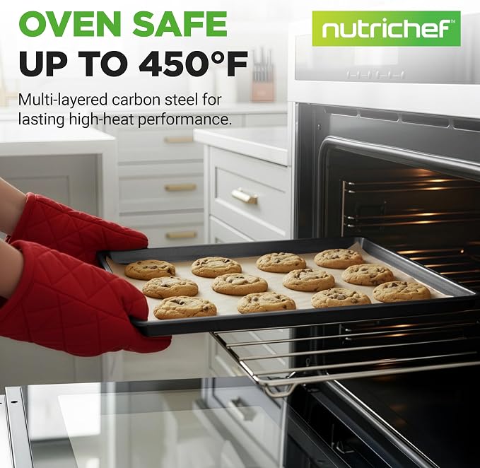 NutriChef 2-Piece XL Mega Cookie Sheet Baking Pans Set - Image 3