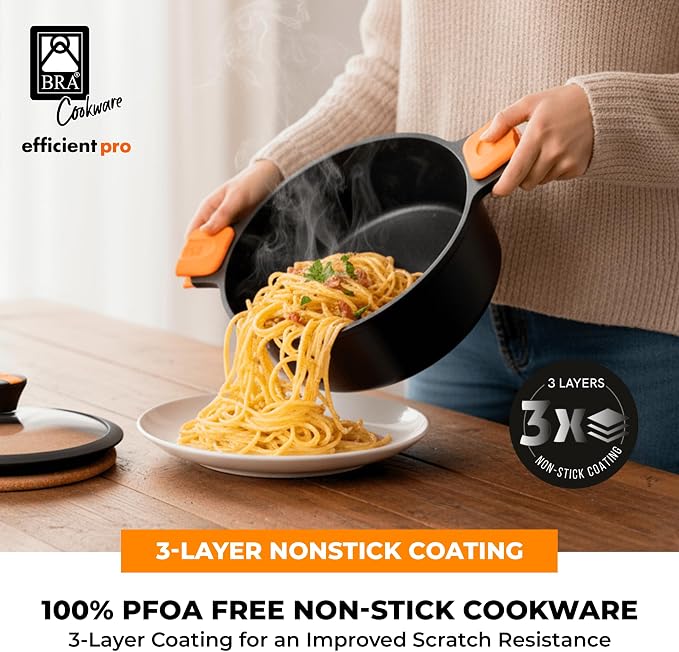 BRA COOKWARE Efficient Pro Nonstick Stock Pot w/Lid | 9.5 Inch 4.2 Quart - Image 5
