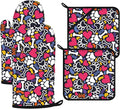 Paw Prints Oven Mitts and Pot Holders Sets 4Pcs, Extra Long Oven Gloves by VisittheDuibelproduct