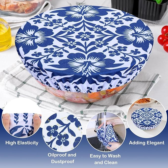5 Pieces Bowl Covers Reusable, 5 Size Elastic Cloth Bowl Covers - Image 4