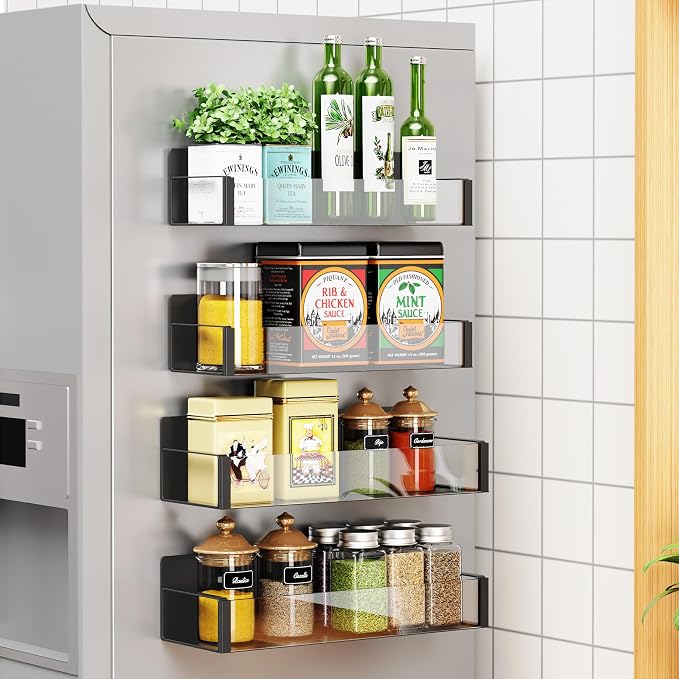 Vetacsion 4 Pack Moveable Fridge Magnetic Spice Racks - Image 6