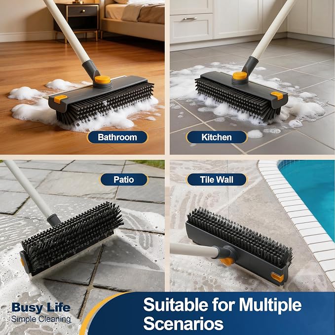 Yocada Floor Scrub Brush with Long Handle 3 in 1 Dual-Sided Stiff Bristle - Image 7