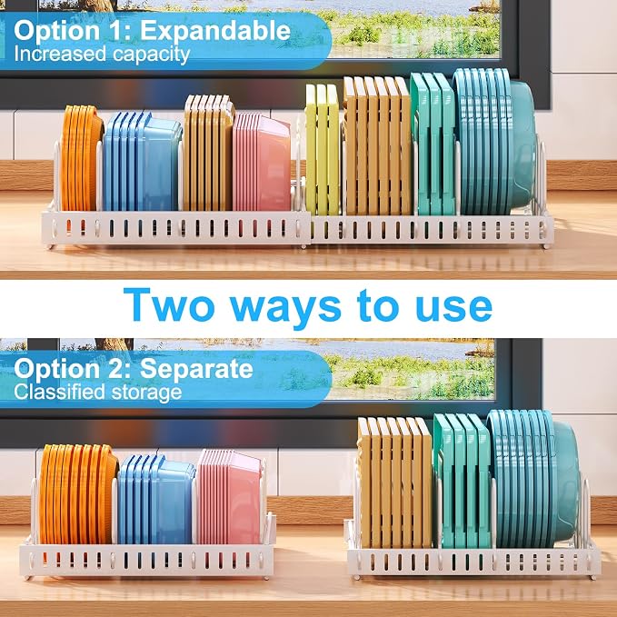 X-cosrack Expandable Food Container Lid Organizer, Large Capacity Adjustable 10 - Image 4