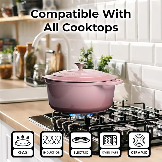 Zulay Kitchen 6 Quart Enameled Cast Iron Dutch Oven Pot - Image 6