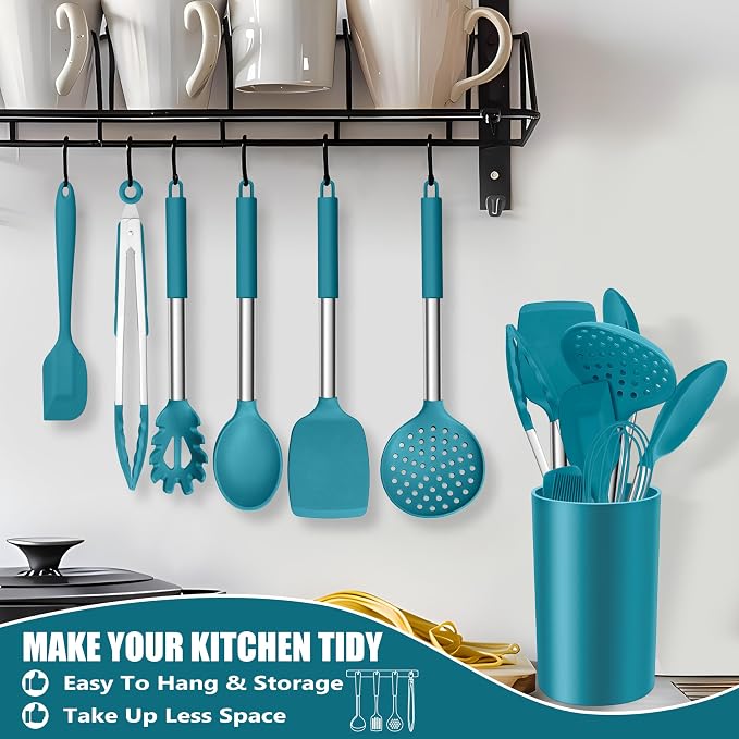 E-far 14 Pieces Silicone Cooking Utensils Set, Kitchen Utensils Set - Image 8