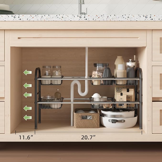NETEL Under Sink Organizers and Storage, 2 Tier Expandable Under Cabinet - Image 5