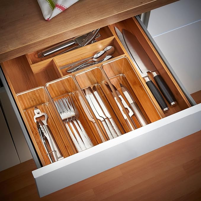 Qilinba 8 PACK Drawer Organizer Bins Bathroom Deep Drawer Silverware Organizers - Image 8